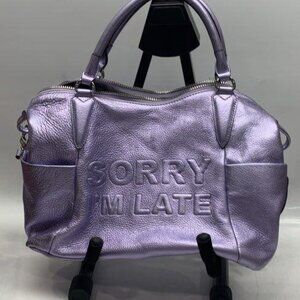Aimee Kestenberg SORRY I'M LATE Lilac Metallic Pebbled Leather Satchel RARE FIND